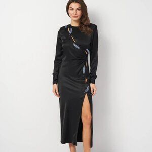 ZARA LEAF SATIN EFFECT DRESS NWT